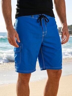 Men’s Blue Boardshorts 36 Quick Dry Vacation Beach Swim Shorts Hurley Style Surf